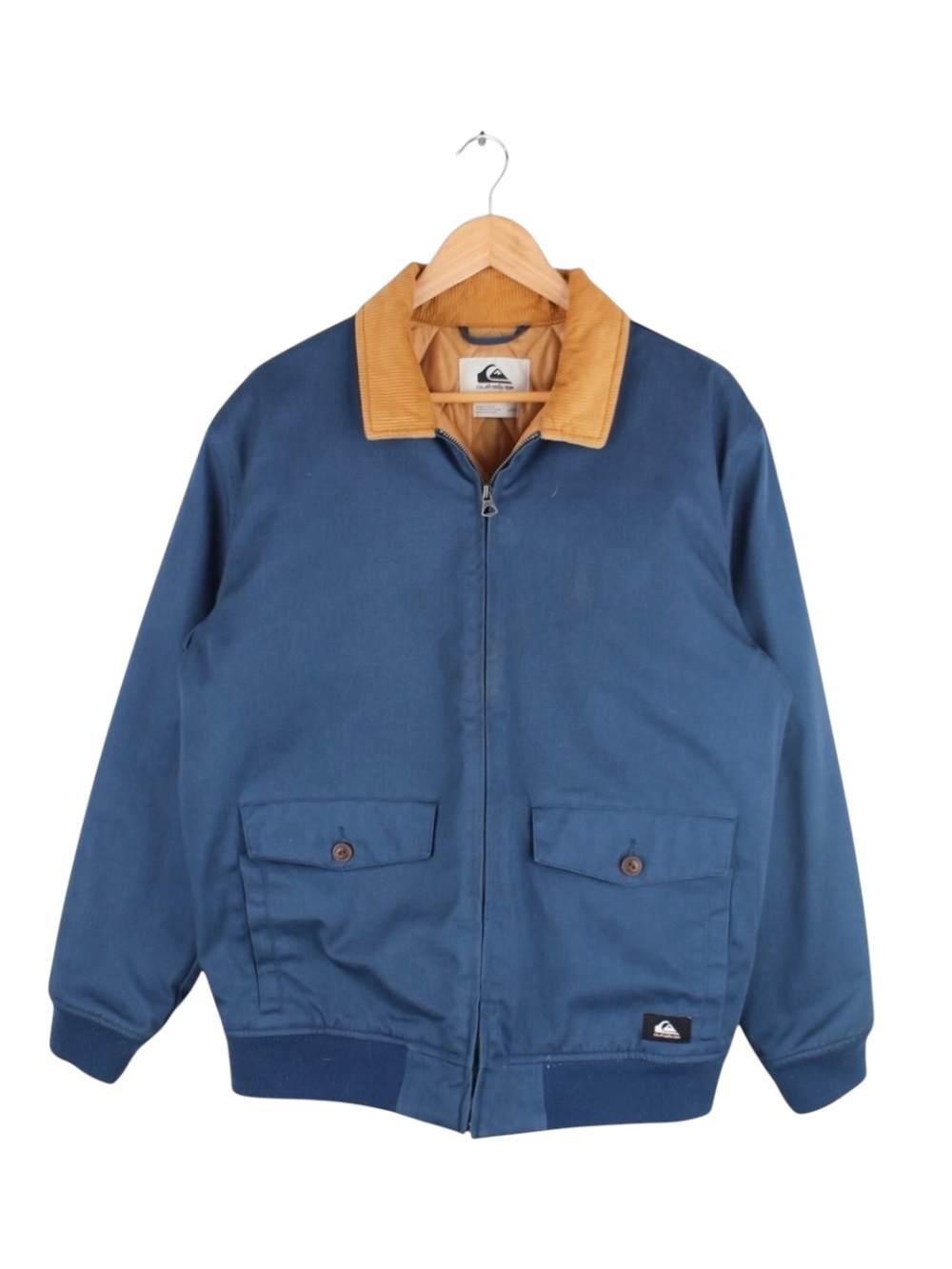 Quiksilver Workwear Jacket Quilted Lined Blue Corduroy Collar Men's Size‎ Large